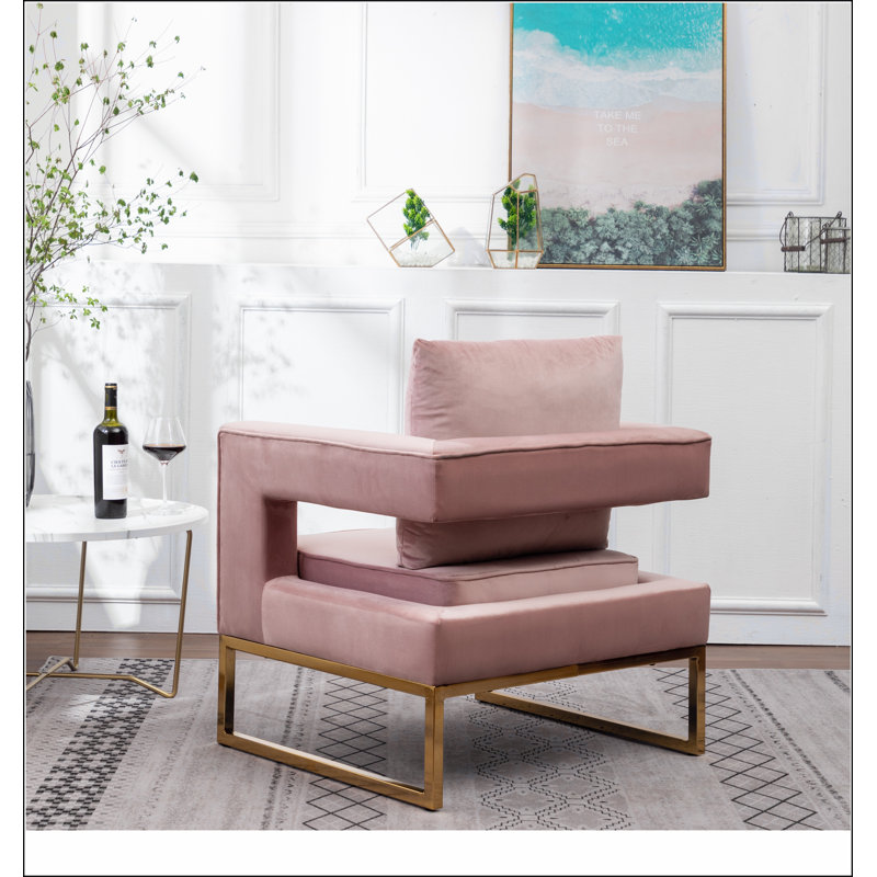 Chaise avec accoudoirs rembourrée Lenola, rose, Rose