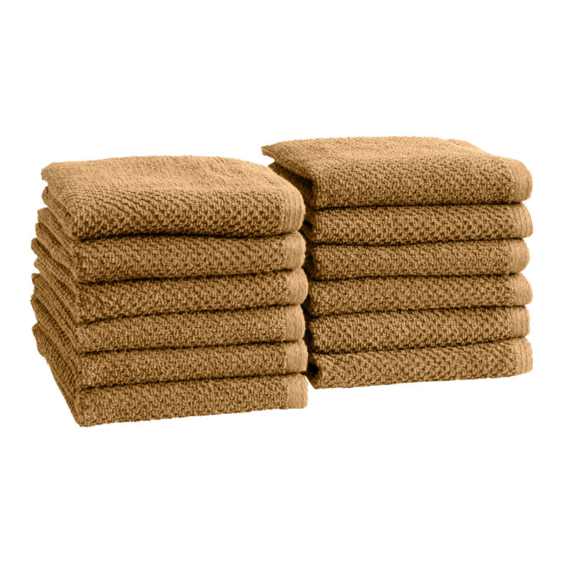 Drap de bain 100% coton texturé, Moka, Gant de toilette - paquet de 12