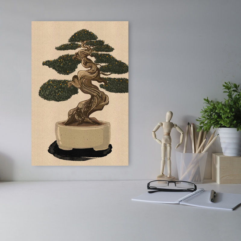 «Serene Japanese Bonsai», reproduction d'art murale contemporaine, H 18 po x l 12 po