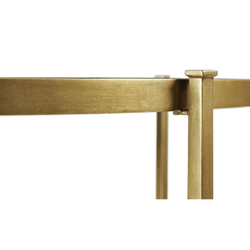 Luxe Round Glass Dining Table, Gilded Iron