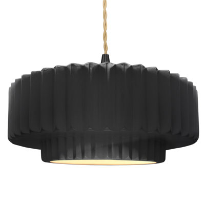 Gela 1 - Light Drum Pendant - Beige Twist Cord - Integrated LED