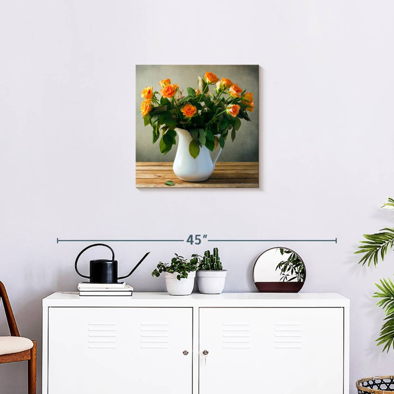 Pot Harnek de roses oranges, H 20 po x l 20 po