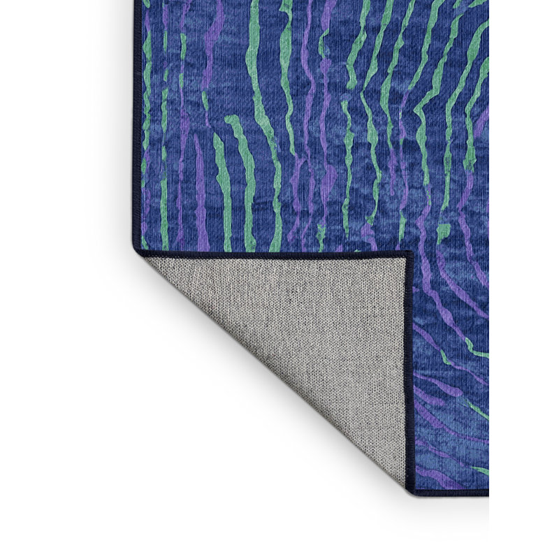 Machine Washable Blue Area Rug, Rectangle 7' x 9'