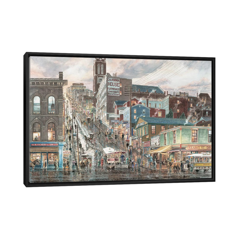 « kearny st. san francisco » par reproduction d’art sur toile Stanton Manolakas, H 40 po x l 60 po x P 1,5 po, Pas de tapis