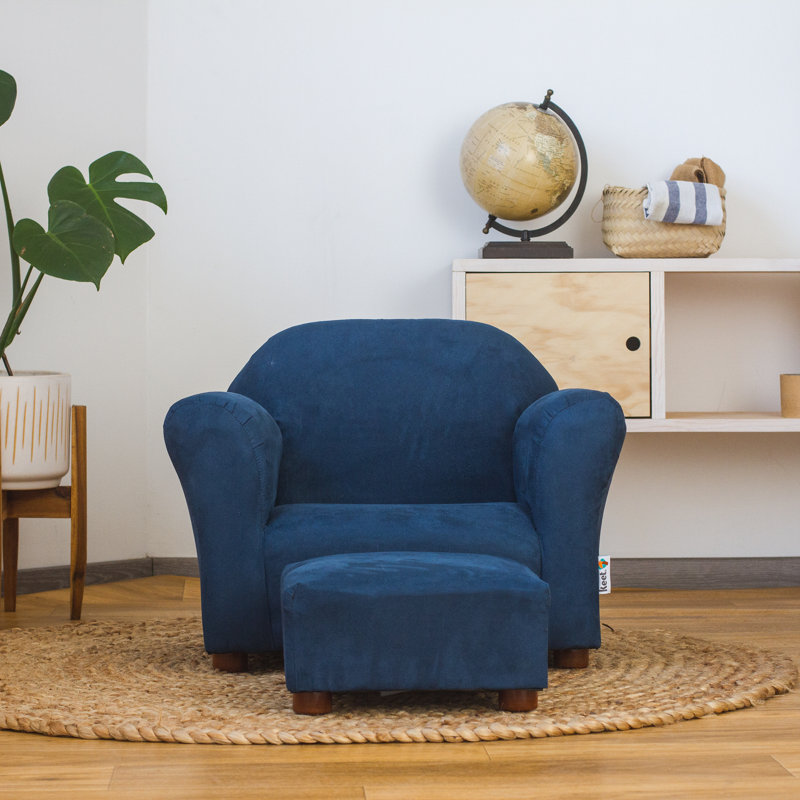 Fauteuil pour enfant avec repose-pieds Weybridge, Bleu marine