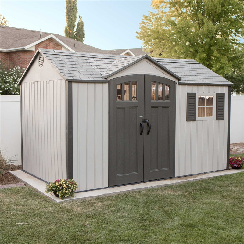 Breashears 15 ft. W x 8 ft. D Plastic/Metal Shiplap Steep Slope Garden Shed