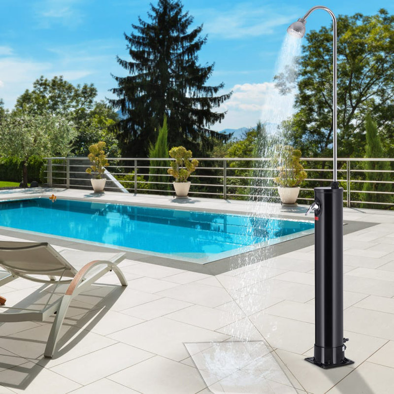 Polebridge Solar Powered Temperature Controlled Plastic Free Standing Outdoor Shower and Footwash Spout