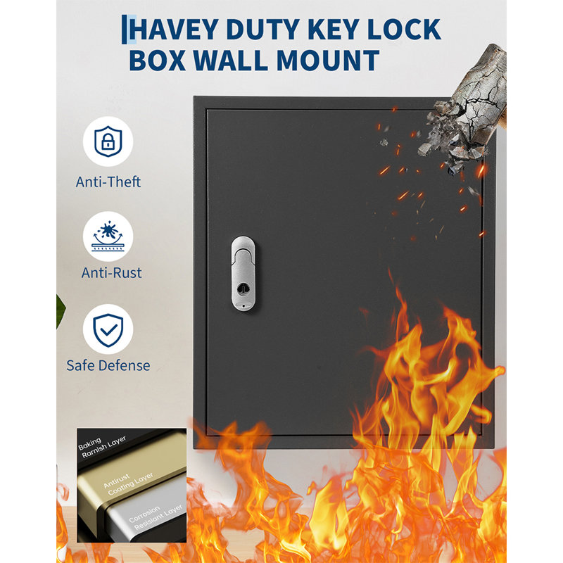 150-Key Wall-Mount Cabinet Organizer, Heavy-Duty Steel Lock Box with 133 Hooks, Color-Coded Tags & 2 Keys, Secure Key Storage for Hotels, Offices, Valet & Car Keys