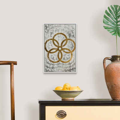 Cinq bagues dorées-feuilles d’or-reproduction d’art sur toile