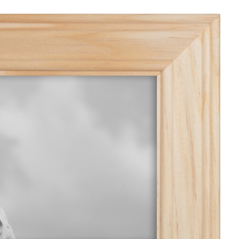 Solid + Manufactured Wood Beveled Picture Frame - Set of 10 with Mat, Multi/Natural