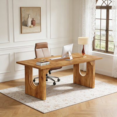 Bureau de direction 71 po - Table de bureau moderne avec base à double caisson en bois