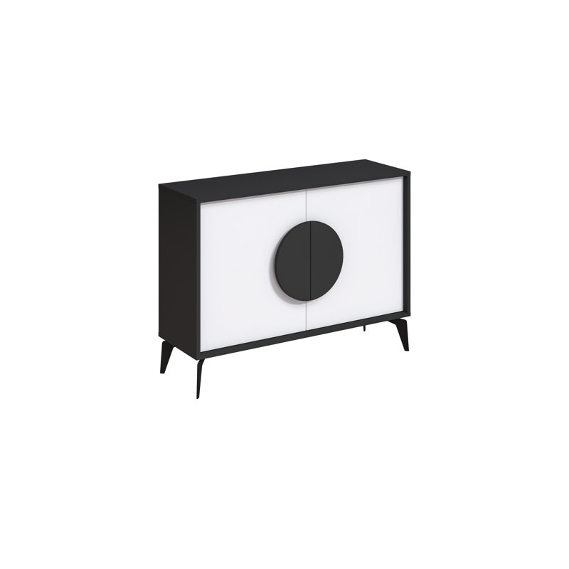 Kaira 2-Door Cabinet Stylish Storage Solution for Modern Living Spaces, Black/White