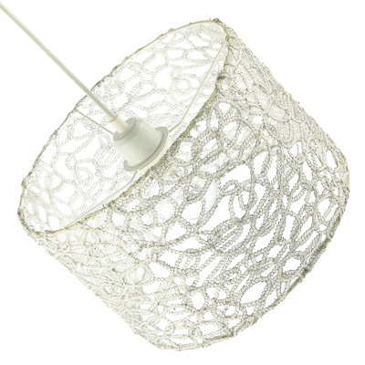 Silver Metal Drum Lamp Shade With Inner Clear PVC By
