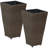 Saige Square Brown Polyrattan Outdoor Planter Set with Liner - 20" H-1287242904