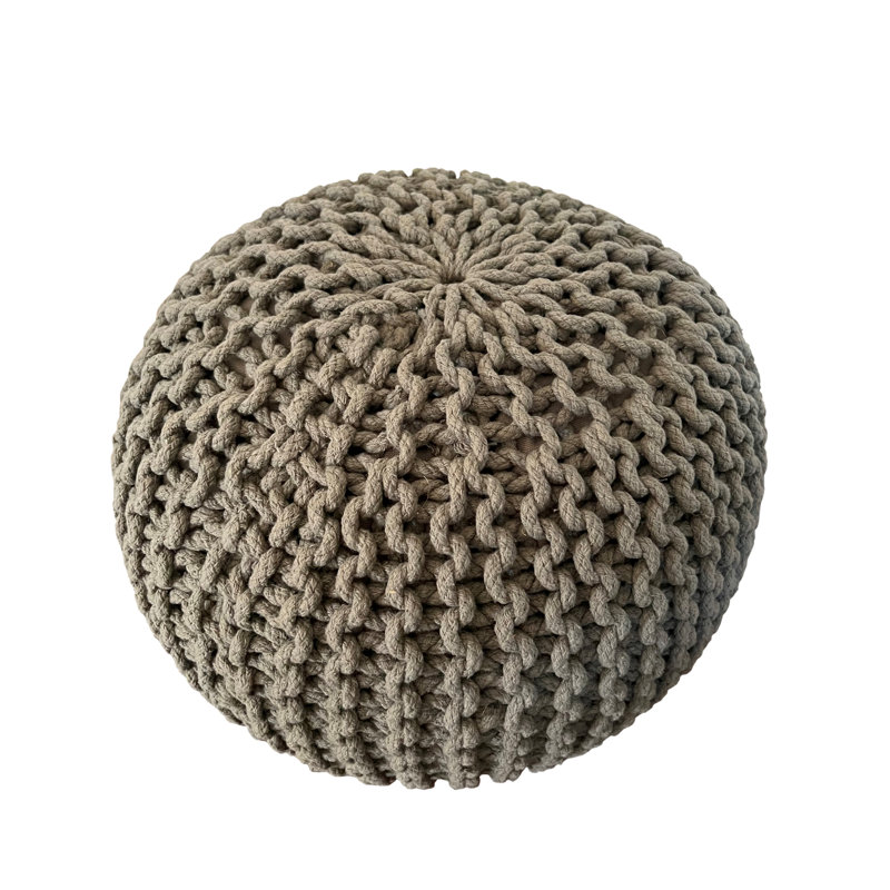 Miya Greenish Gray Knitted Pouf