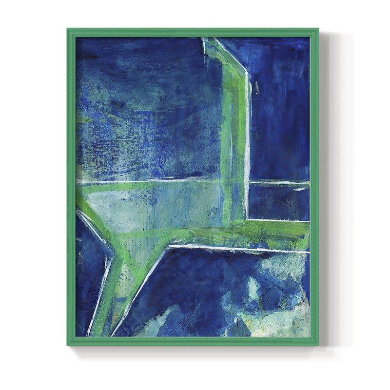 «Geometric in Cool VIII», reproduction encadrée - bois massif, H 10 po x l 8 po, Vert