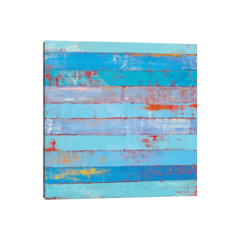 Blue Stripes by Olena Bogatska - Wrapped Canvas Print, 30.48 cm H x 30.48 cm W