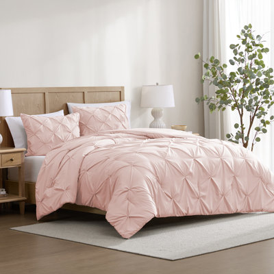 Ensemble de couette 3 pièces en microfibre à plis piqués Swift Home - Couleurs unies et motifs rayés - Toutes saisons, durable, facile d'entretien