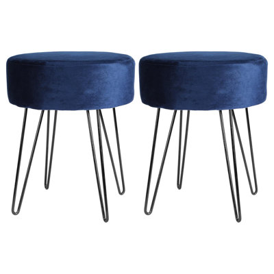 Harbour Housewares Round Velvet Footstools