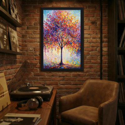 Landscape & Nature Colorful Tree Autumn Leaves Sky Canvas Art Print