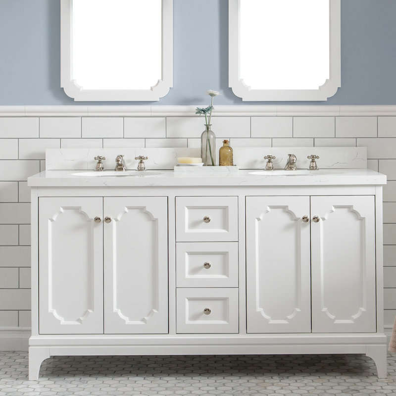 Ensemble de meuble-lavabo double 60 po Ahanu, Blanc