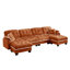 Canapé en forme de U en chenille avec 4 coussins, repose-pieds mobile à garniture pom-pom capitonnée, conception ergonomique, canapé à assise profonde facile à assembler pour le bureau du salon, appartement, orange