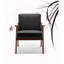 Chaise d'appoint avec revêtement en microfibre et structure en bois massif, polyuréthane / PVC noir, mobilier de salon Mid-Century moderne classique pour sièges supplémentaires