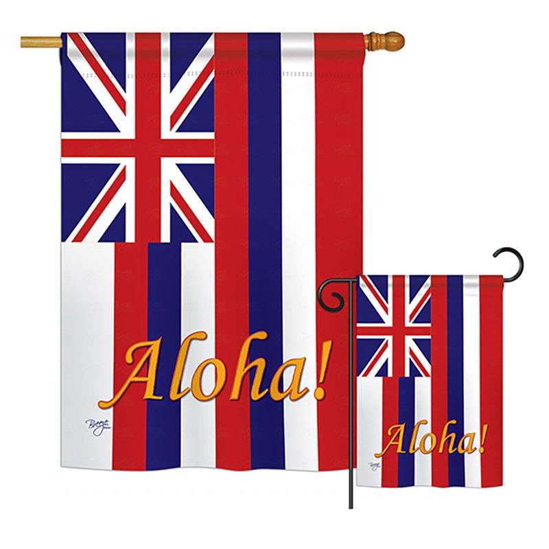 Drapeau de jardin / maison en polyester 2 côtés Breeze Decor Hawaii Aloha