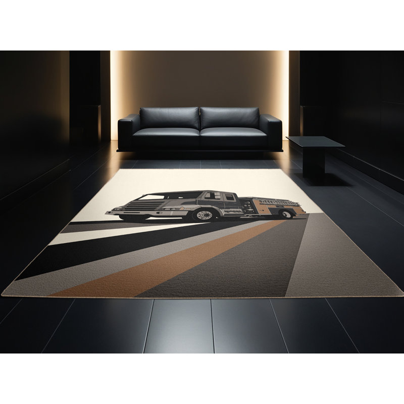 Tapis beige moelleux et moelleux pour camion de pompiers, 3 X 5