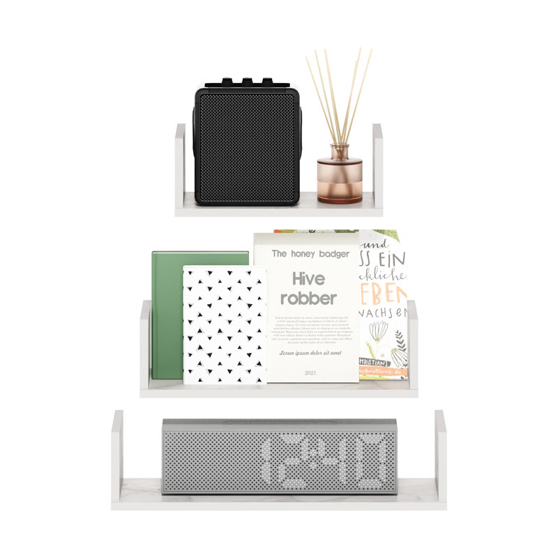 Meryn 3 Piece Wall Mounted Floating Shelf with Invisible Brackets