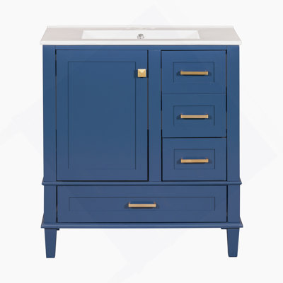 Meuble-lavabo de salle de bain, armoire de salle de bain avec lavabo, armoire de rangement de salle de bain avec porte à fermeture douce