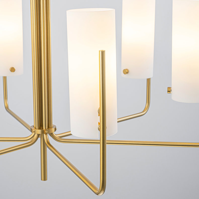 Lustre linéaire moderne en verre 6 lumières Arlo pour salle à manger et cuisine