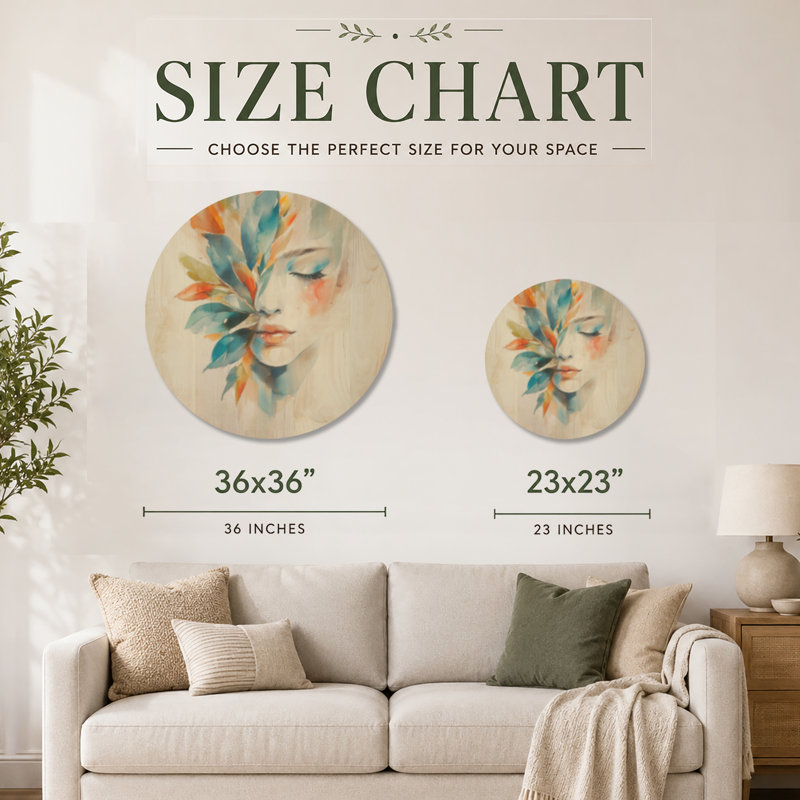 Muse abstraite vibrante I - Femme, tableau mural rond, imprimé sur bois, Rond 23 po