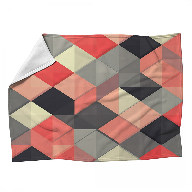 Diamond Grid Fleece Throw Blanket - Geometric Throws for Sofas or Beds, 60" L x 50" W