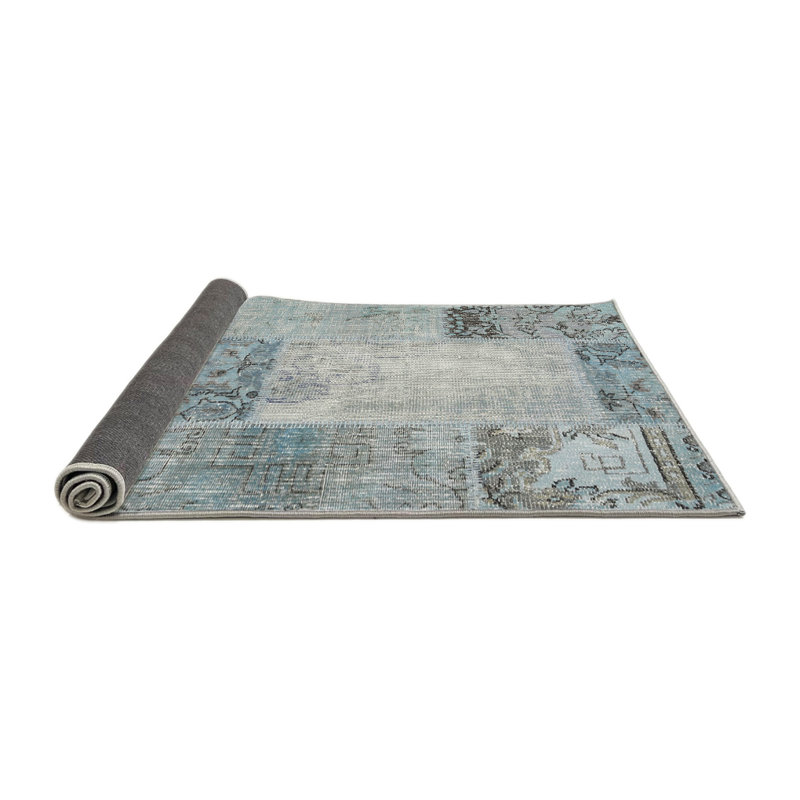 Tapis contemporain gris / bleu, Rond 3 pi