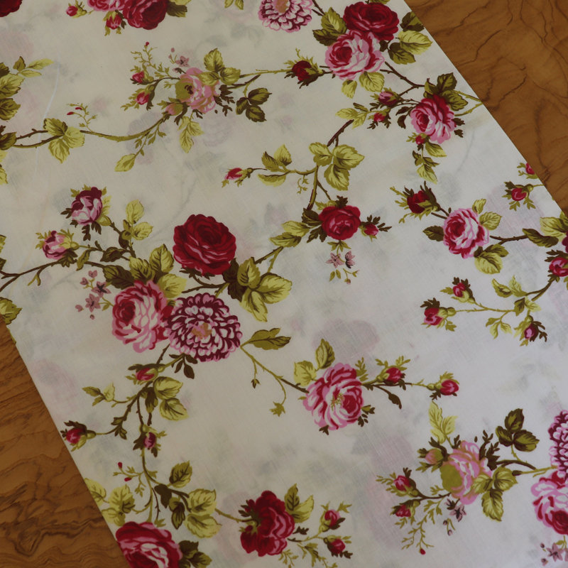 Vintage Floral Large Roses Print Table Runner, 120" Rectangle