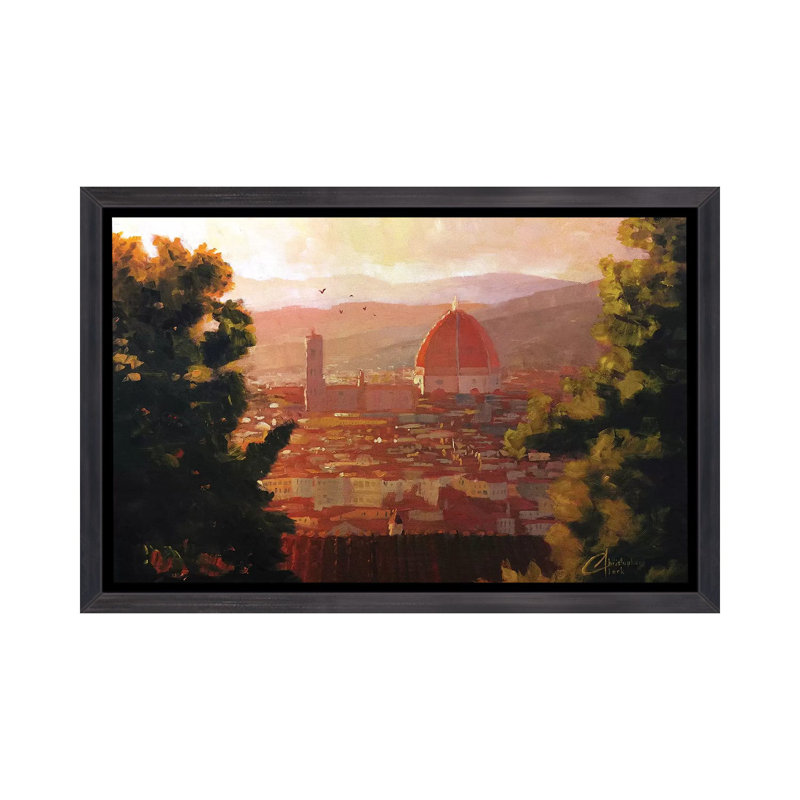 «Florence, Italy - the Duomo from a Distance» par Christopher Clark, reproduction d'art, Toile avec cadre noir patiné