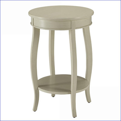 Antique White Round Coffee Table with Bottom Shelf - Durable Organizer for Living Room