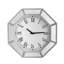 Horloge murale moderne à miroir octogonal avec bordure en verre perlé argenté, 17,7 pouces | Idée de cadeau