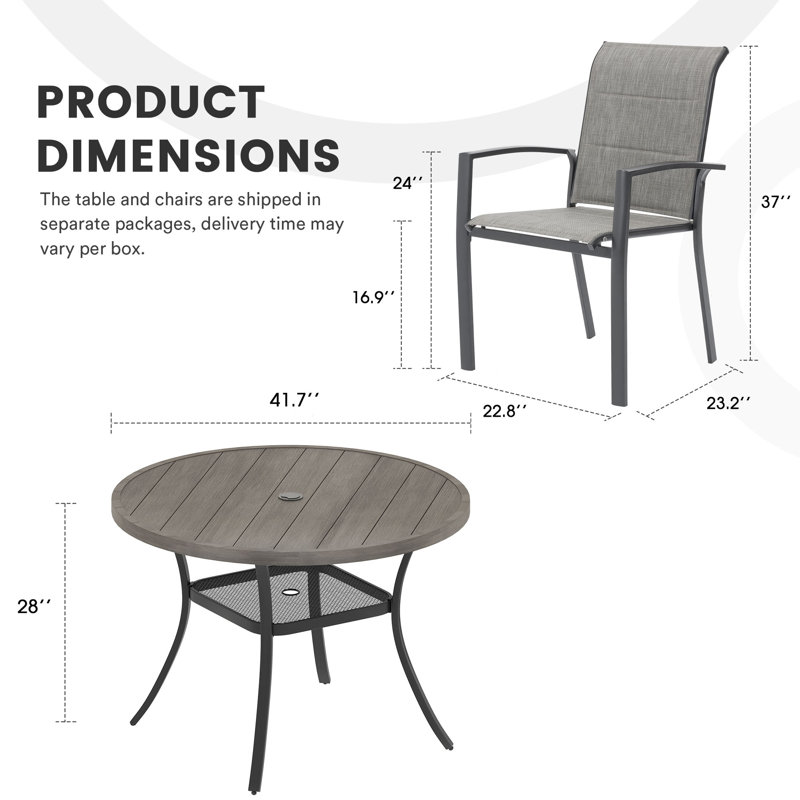 Ensemble repas d'extérieur L 41,7 po Watherson, Bois brossé gris / noir