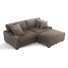 Canapé modulaire rembourré 3 pièces en flanelle de fourrure de lapin brun clair avec coussins décoratifs et repose-pieds 3 pièces