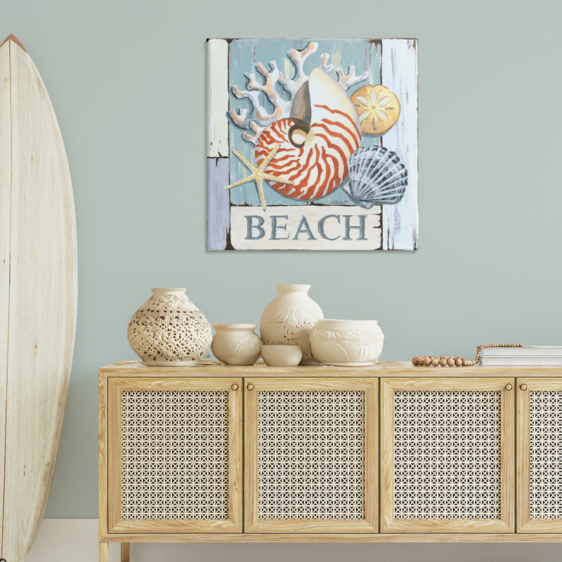 Art mural sur toile, "coquilles de plage vieillies" par Jennifer Brinley, H 36 po x l 36 po