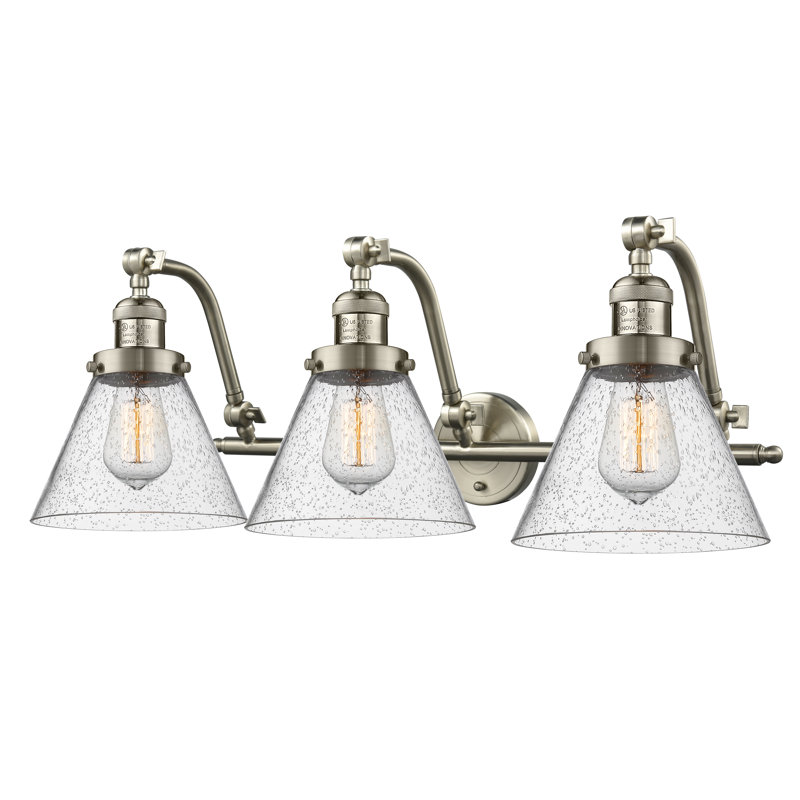 Plumlee 3 - Light Dimmable Vanity Light, Brushed Satin Nickel, 3 W LED Vintage Dimmable Bulb, Seedy