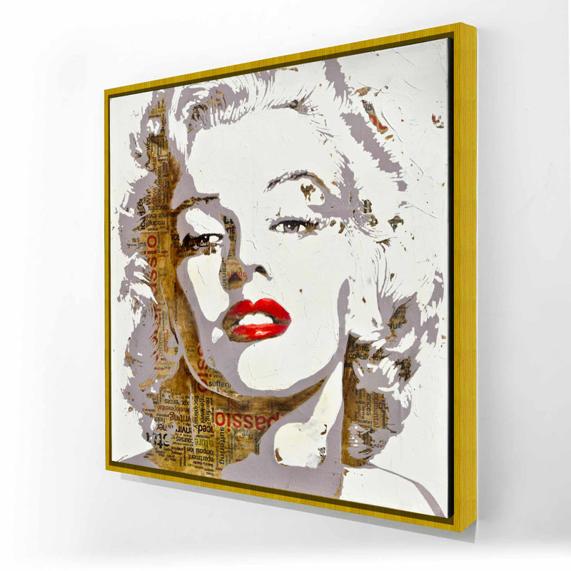 Marilyn Monroe Typography Canvas | Beauty Brown Framed Decor, Gold
