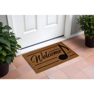 18" X 30" Brown and Black Coir Welcome Outdoor Door Mat
