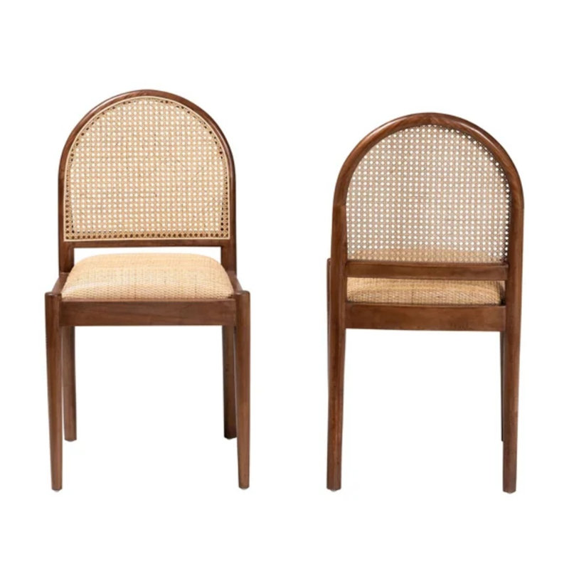 Ensemble de chaises de salle à manger Moreno en rotin naturel et bois d'acacia, H 34,46 po x l 18,3 po x P 20,69 po