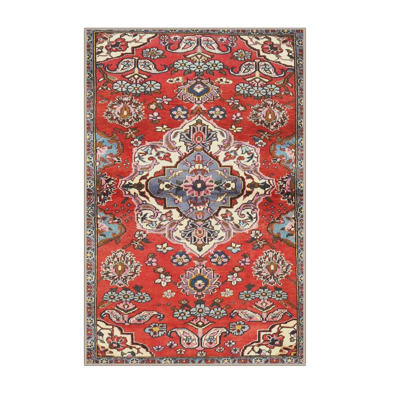 Tapis rouge/bleu traditionnel Chatwin, Rectangle 5 pi x 7 pi