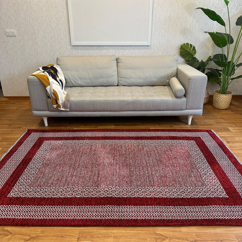 Alfa Rich Candelario Red & Burgundy Washable Woven Cotton Area Rugs for Living Room Bedroom Kitchen Dining