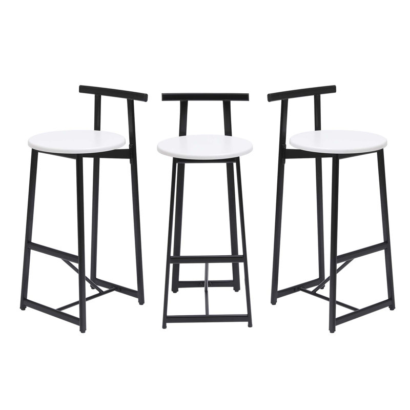 Ensemble de 3 tabourets de bar à hauteur de comptoir pour îlot de cuisine, Blanc