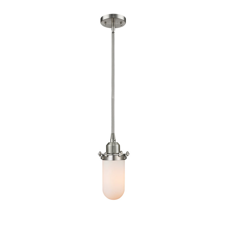 Luminaire suspendu géométrique 1 lumières simple Scotia, DEL, Blanc mat, Nickel satiné brossé
